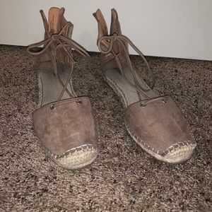 Tan Zip Up Espadrille Sandals